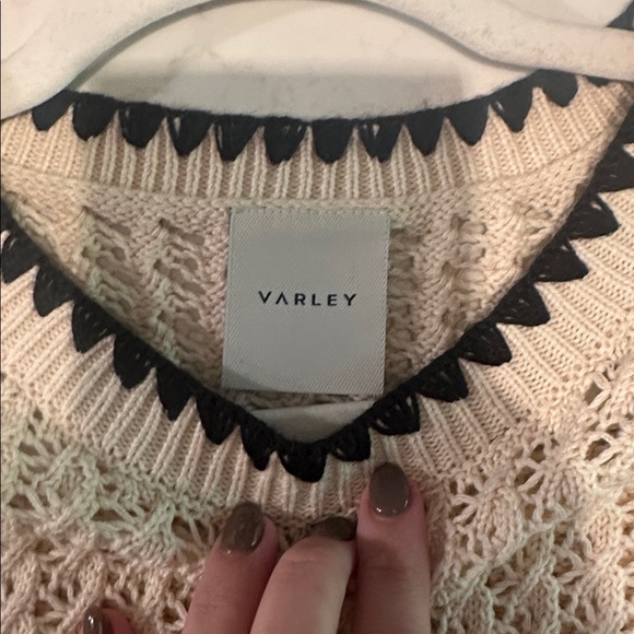 Varley Delaney Cream and Black Sleeveless Knit Sweater - Picture 2 of 3